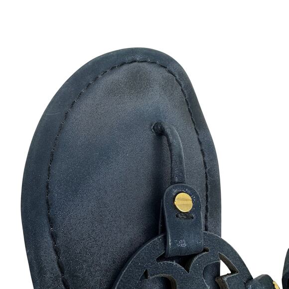TORY Burch Navy Blue Sparkle Miller Logo Sandals Size 8.5 - Picture 9 of 10